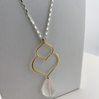 Rejuvenate 24" Quartz Crystal Sterling Silver and 24 K Gold Necklace