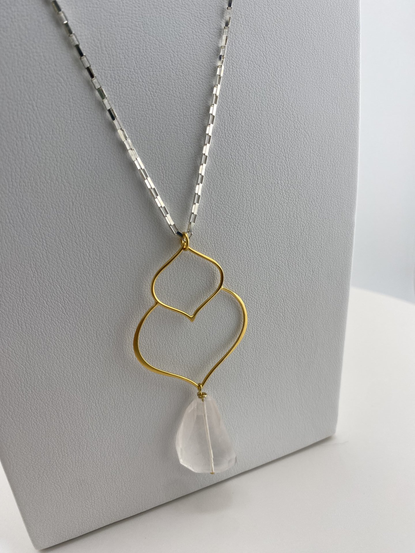 Rejuvenate 24" Quartz Crystal Sterling Silver and 24 K Gold Necklace
