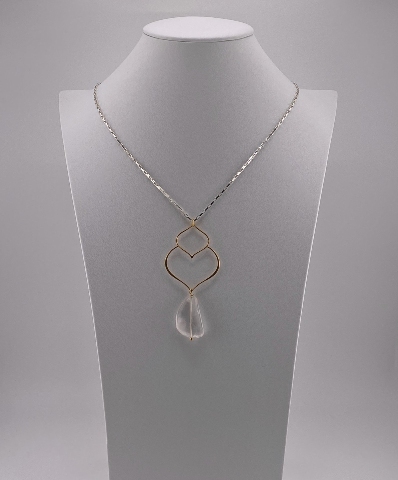 Rejuvenate 24" Quartz Crystal Sterling Silver and 24 K Gold Necklace