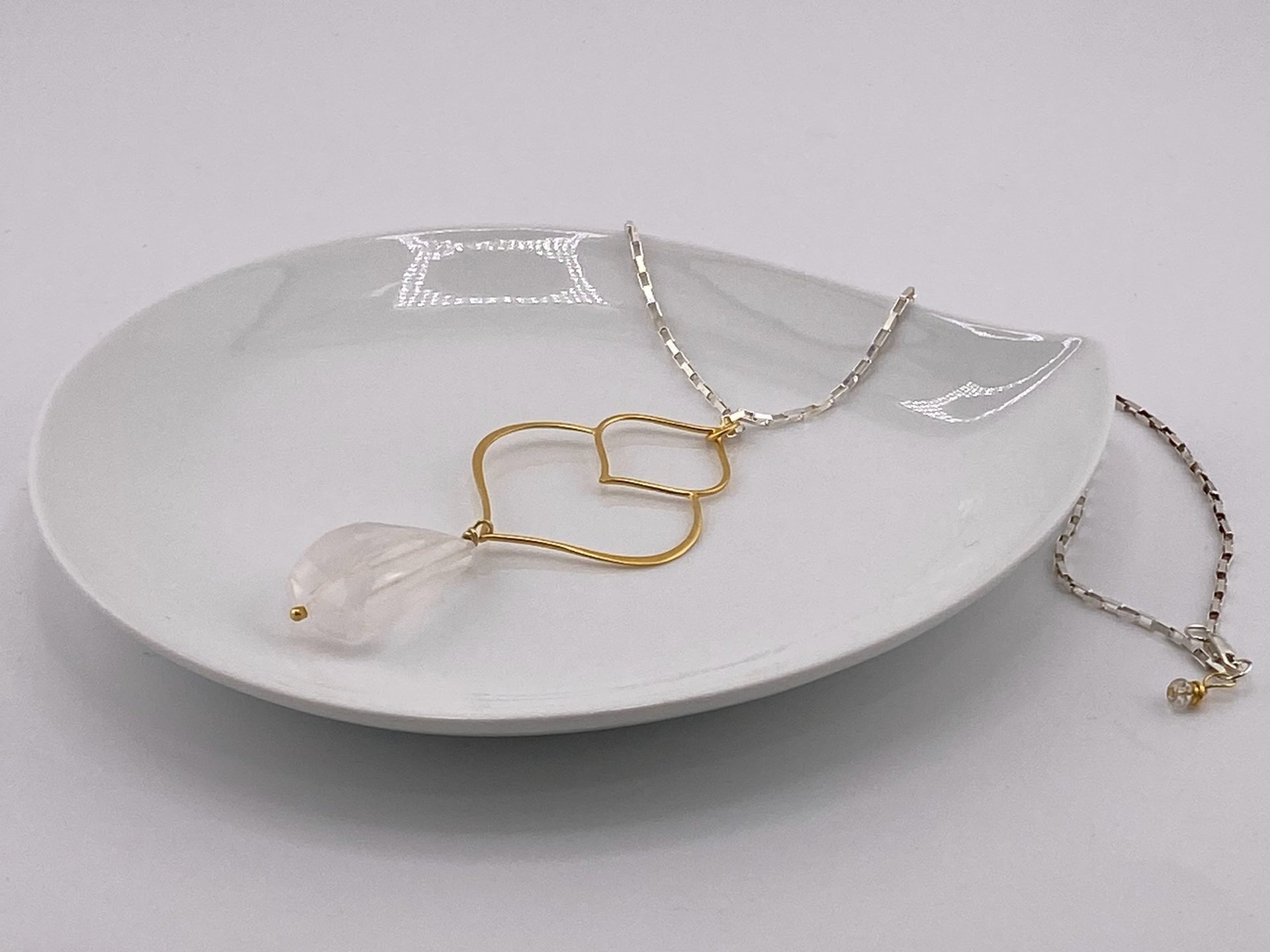 Rejuvenate 24" Quartz Crystal Sterling Silver and 24 K Gold Necklace